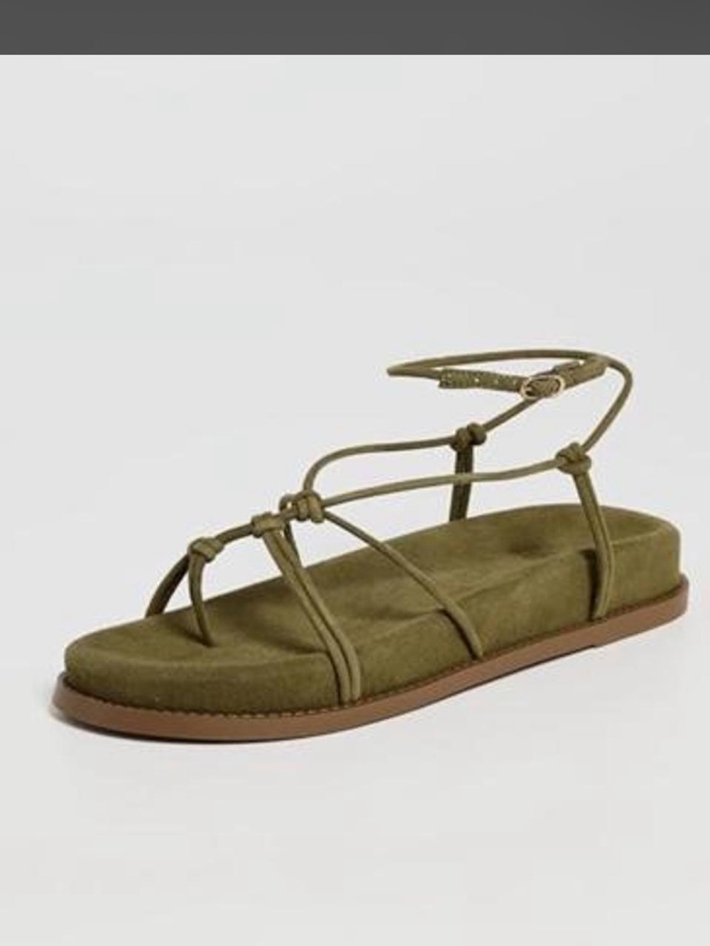 Schultz Olive Strappy Ankle-Tie Flat Sandal